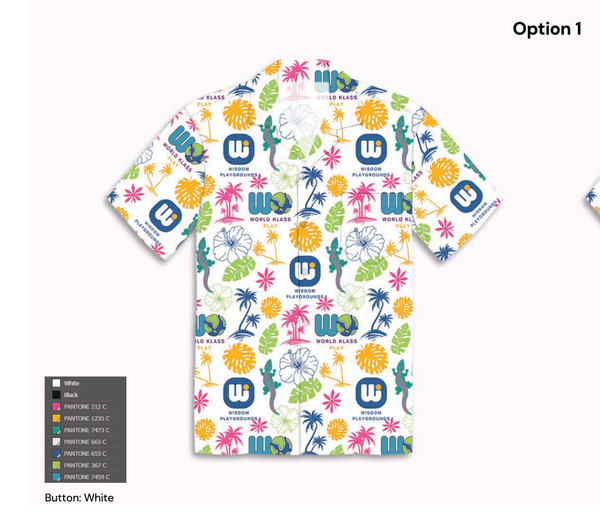 Wisdom Playgrounds Hawaiian Shirt (white color)